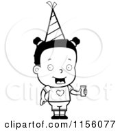 Poster, Art Print Of Black And White Black Girl Wearing A Party Hat And Holding Juice