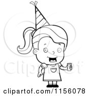 Poster, Art Print Of Black And White Toddler Girl Wearing A Party Hat And Holding Juice