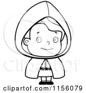 Cartoon Clipart Of A Black And White Little Red Riding Hood Girl Vector Outlined Coloring Page