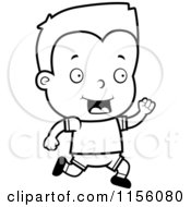 Cartoon Clipart Of A Black And White Boy Running Vector Outlined Coloring Page