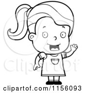 Poster, Art Print Of Black And White Girl Waving And Smiling