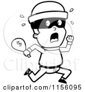 Poster, Art Print Of Black And White Running Burglar With A Bag Of Cash