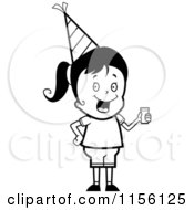Poster, Art Print Of Black And White Cute Birthday Girl Wearing A Hat And Holding Punch
