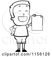 Poster, Art Print Of Black And White Grinning Little Boy Holding Up A Blank Report Card