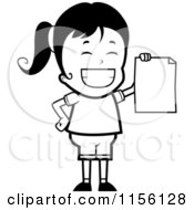 Poster, Art Print Of Black And White Grinning Girl Holding Up A Blank Report Card
