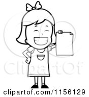 Poster, Art Print Of Black And White Grinning Little Girl Holding Up A Blank Report Card