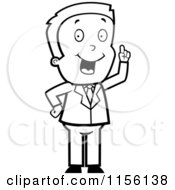 Cartoon Clipart Of A Black And White Businessman Expressing An Idea Vector Outlined Coloring Page