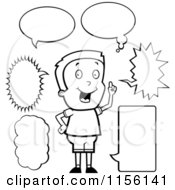 Poster, Art Print Of Black And White Caucasian Boy With Talk Bubbles