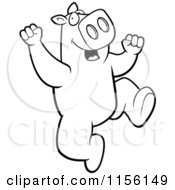 Poster, Art Print Of Black And White Pig Character Jumping