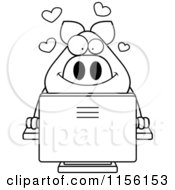Poster, Art Print Of Black And White Pig Using A Desktop Computer