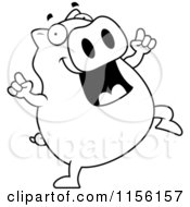 Poster, Art Print Of Black And White Pig Doing A Happy Dance