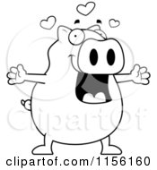 Poster, Art Print Of Black And White Plump Pig In Love