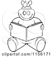 Poster, Art Print Of Black And White Big Pig Sitting And Reading A Book