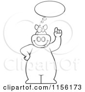 Poster, Art Print Of Black And White Big Pig With An Idea Cloud