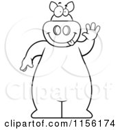 Poster, Art Print Of Black And White Big Pig Standing And Waving