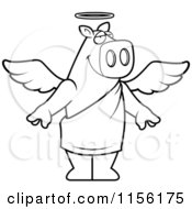 Poster, Art Print Of Black And White Standing Angel Pig