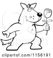 Poster, Art Print Of Black And White Romantic Wolf Holding Out A Rose
