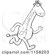 Cartoon Clipart Of A Black And White Giraffe Character Running Vector Outlined Coloring Page