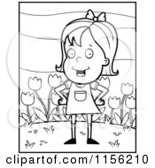 Poster, Art Print Of Black And White Little Girl In Front Of Tulips
