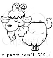 Poster, Art Print Of Black And White White Goat With Horns And A Beard