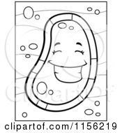 Cartoon Clipart Of A Black And White Germ Smiling Vector Outlined Coloring Page