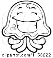 Poster, Art Print Of Black And White Happy Jellyfish Character