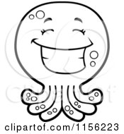 Poster, Art Print Of Black And White Happy Octopus Character