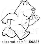 Cartoon Clipart Of A Black And White Running Groundhog Vector Outlined Coloring Page