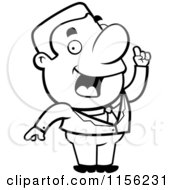 Cartoon Clipart Of A Black And White Smart Man In A Business Suit Vector Outlined Coloring Page