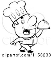 Poster, Art Print Of Black And White Man Chef Carrying A Serving Platter
