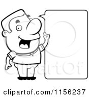 Cartoon Clipart Of A Black And White Friendly Guy Stating An Idea Vector Outlined Coloring Page