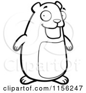 Cartoon Clipart Of A Black And White Hamster Vector Outlined Coloring Page