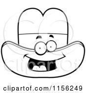 Cartoon Clipart Of A Black And White Happy Hat Character Vector Outlined Coloring Page