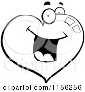 Poster, Art Print Of Black And White Happy Heart Character