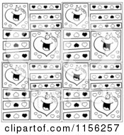 Cartoon Clipart Of A Black And White Heart Background Vector Outlined Coloring Page
