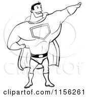Cartoon Clipart Of A Black And White Super Man Vector Outlined Coloring Page