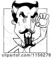 Cartoon Clipart Of A Black And White Evil Hypnotist Holding A Medalian Vector Outlined Coloring Page