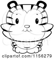 Poster, Art Print Of Black And White Cute Tiger Cub Smiling Upwards