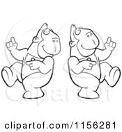 Cartoon Clipart Of A Black And White Digital Collage Of A Dancing Ape In Different Poses Vector Outlined Coloring Page