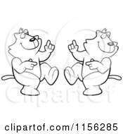 Cartoon Clipart Of Black And White Cats Dancing Vector Outlined Coloring Page