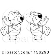 Cartoon Clipart Of Black And White Two Dancing Koalas Vector Outlined Coloring Page
