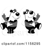 Poster, Art Print Of Black And White Digital Collage Of A Dancing Panda In Different Poses