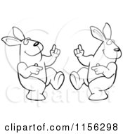 Cartoon Clipart Of A Black And White Dancing Rabbit Couple Vector Outlined Coloring Page