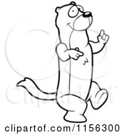 Cartoon Clipart Of A Black And White Happy Weasel Dancing Vector Outlined Coloring Page