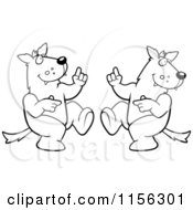 Cartoon Clipart Of A Black And White Dancing Wolf Couple Vector Outlined Coloring Page