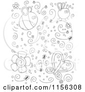 Cartoon Clipart Of A Black And White Collage Of Doodled Bugs Vector Outlined Coloring Page