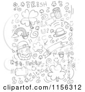 Poster, Art Print Of Black And White Holiday Doodle Background Of St Patricks Day Items On White