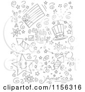 Poster, Art Print Of Black And White Collage Of Fourth Of July Doodles