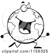 Poster, Art Print Of Black And White Happy Globe Character Running