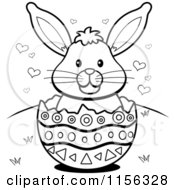 Poster, Art Print Of Black And White Easter Bunny With Hearts In An Egg Shell